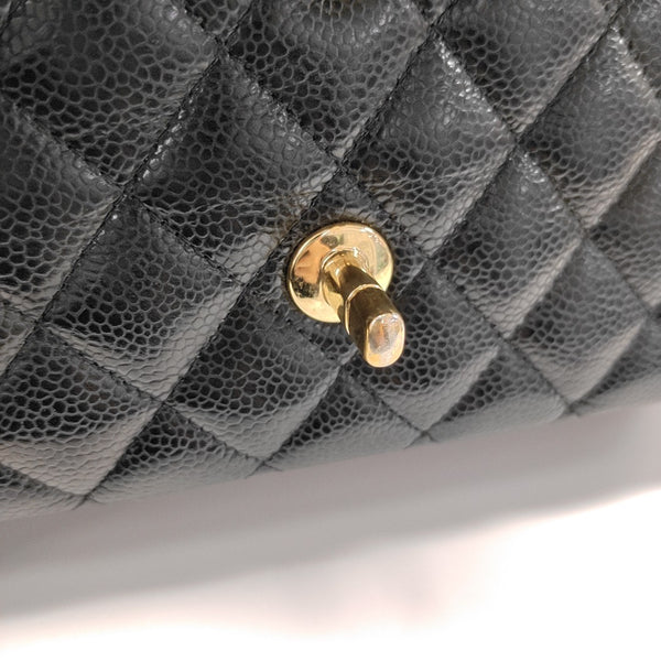 CLASSIC FLAP Medium Quilted Grained Calfskin Black