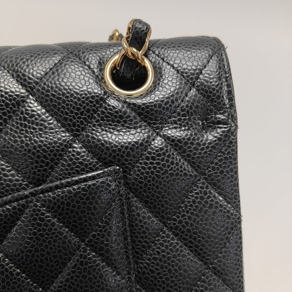 CLASSIC FLAP Medium Quilted Grained Calfskin Black