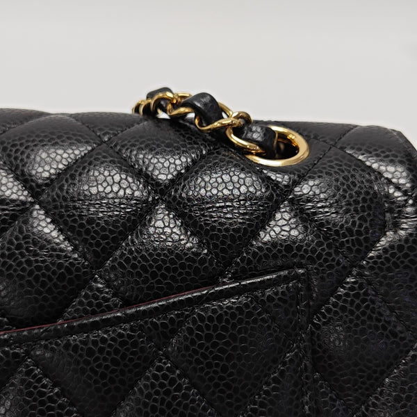 CLASSIC FLAP Small Quilted Grained Calfskin Black