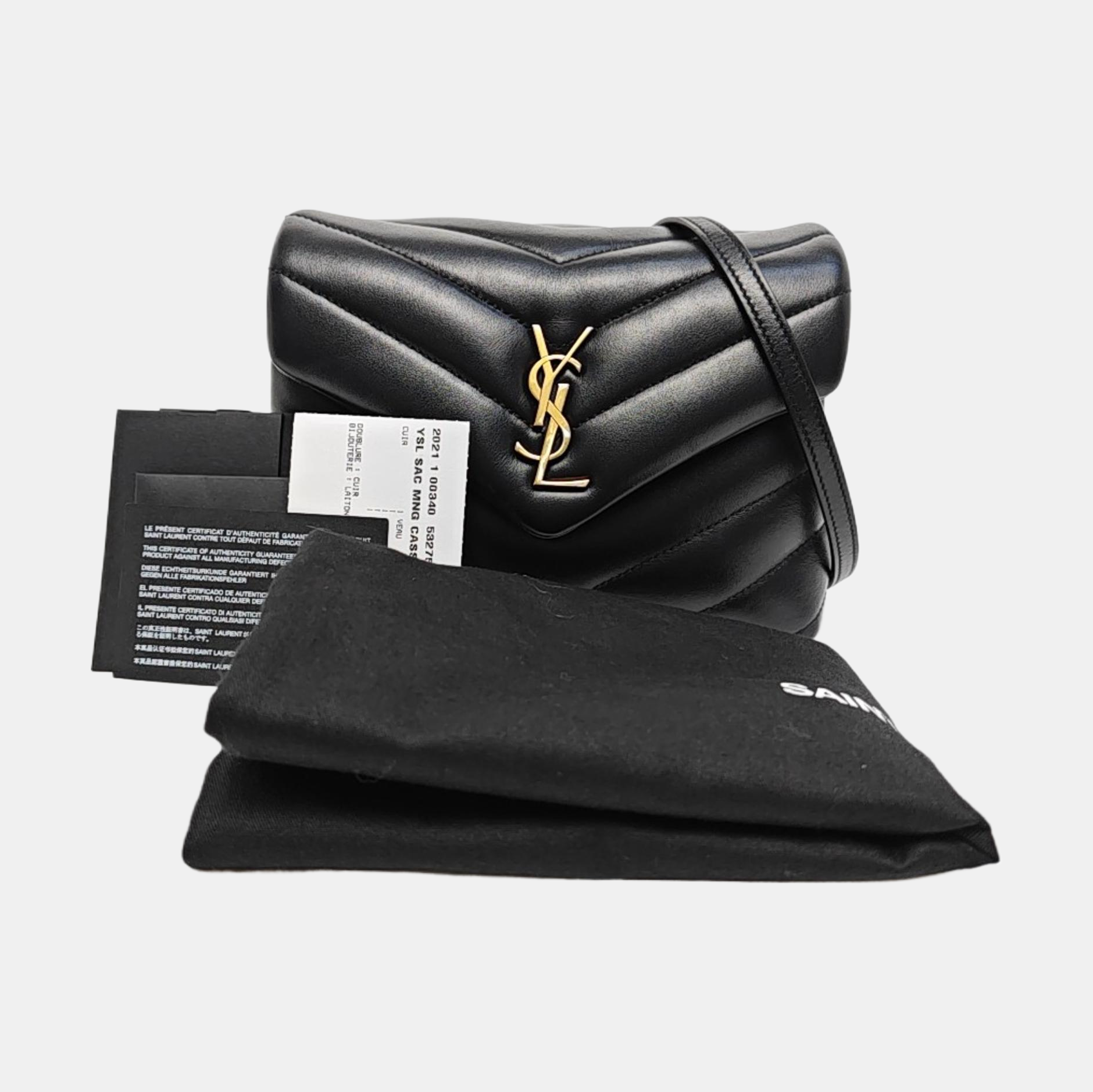 LOULOU Extra Small Chevron Calfskin Black