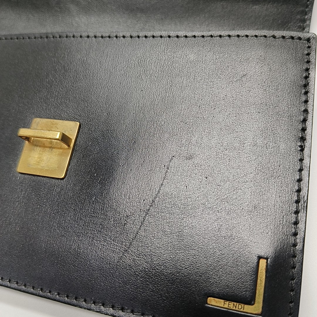 Calfskin Top Handle Bag Black