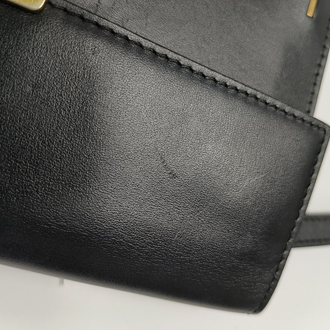 Calfskin Top Handle Bag Black