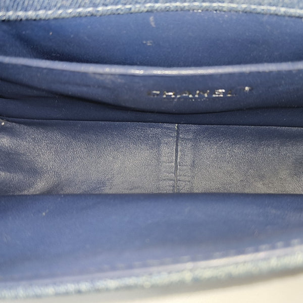 BOY CHANEL Medium Quilted Denim Blue