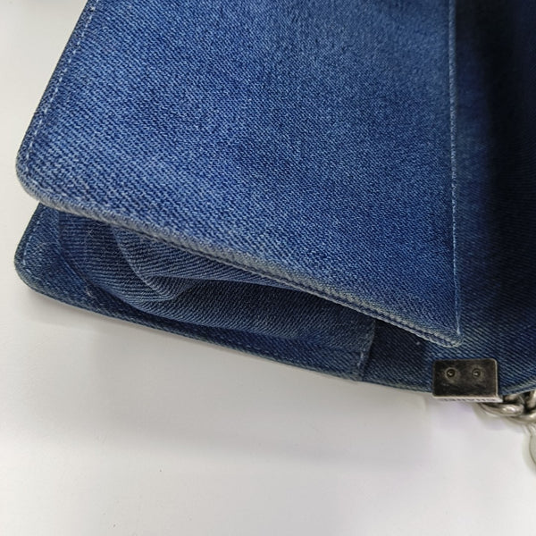 BOY CHANEL Medium Quilted Denim Blue