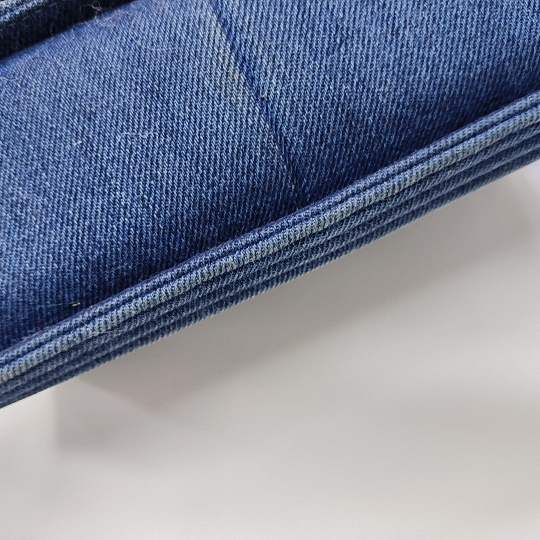 BOY CHANEL Medium Quilted Denim Blue