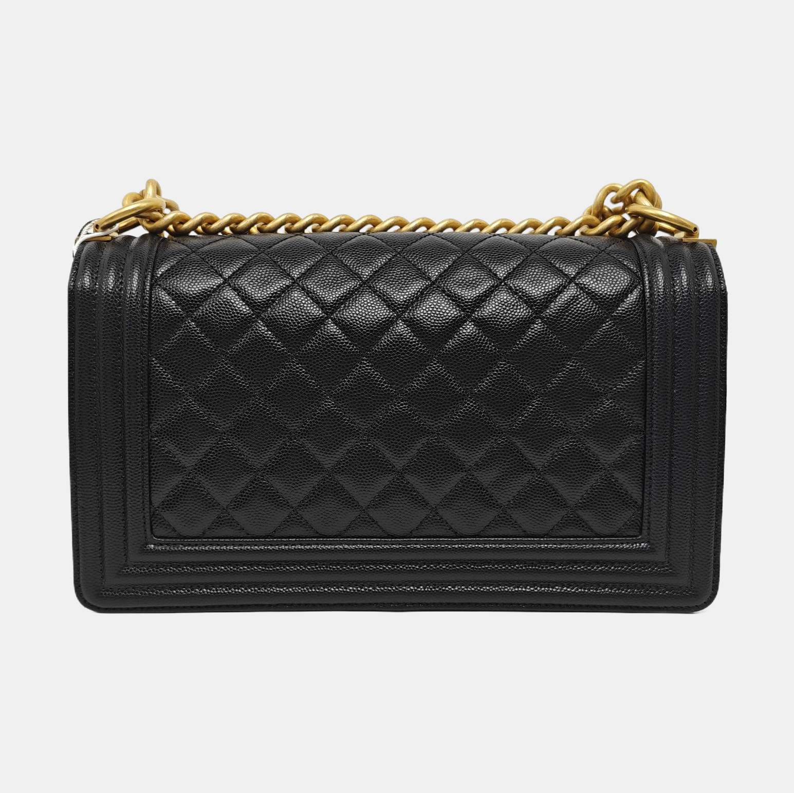BOY CHANEL Medium Quilted Grained Calfskin Black