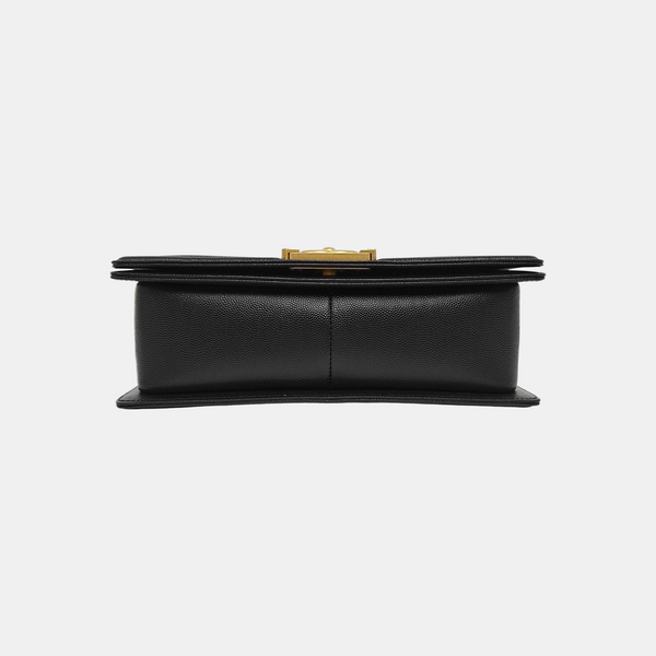 BOY CHANEL Medium Quilted Grained Calfskin Black