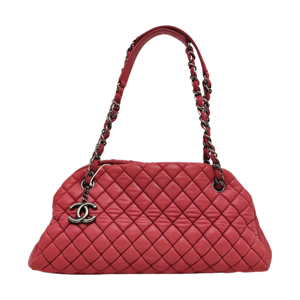JUST MADEMOISELLE Medium Quilted Calfskin Red
