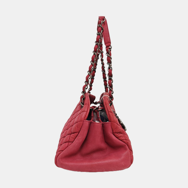 JUST MADEMOISELLE Medium Quilted Calfskin Red
