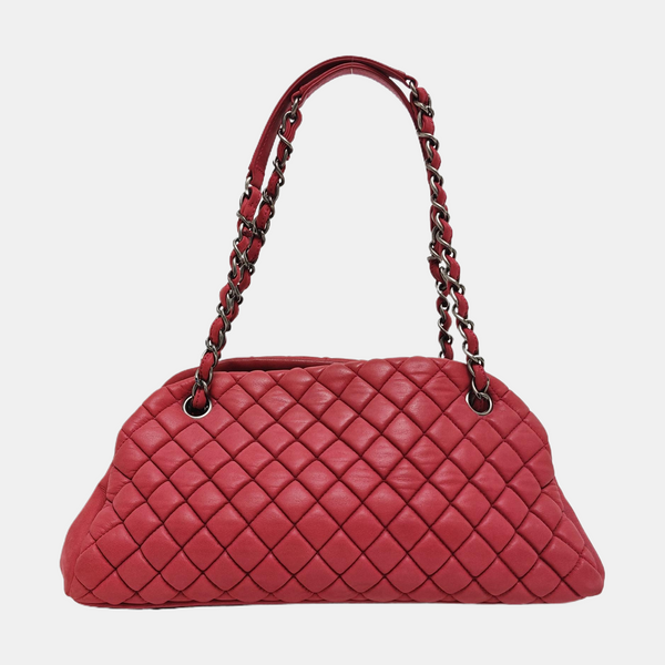 JUST MADEMOISELLE Medium Quilted Calfskin Red
