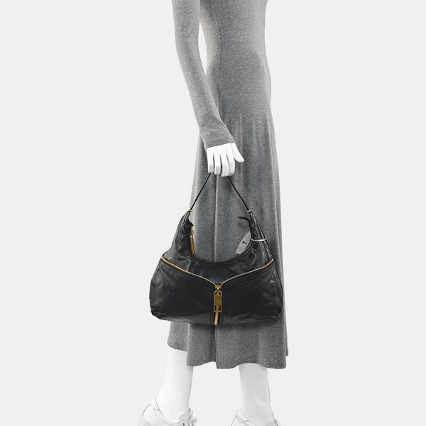 Calfskin Top Handle Bag Black