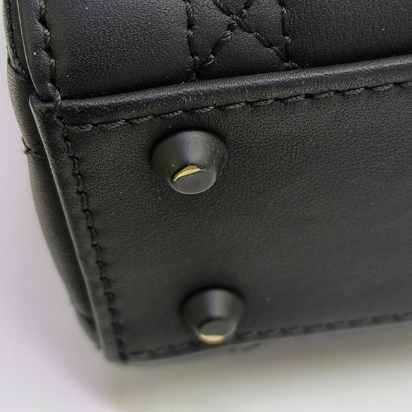 Lady Dior Mini Cannage Calfskin Black