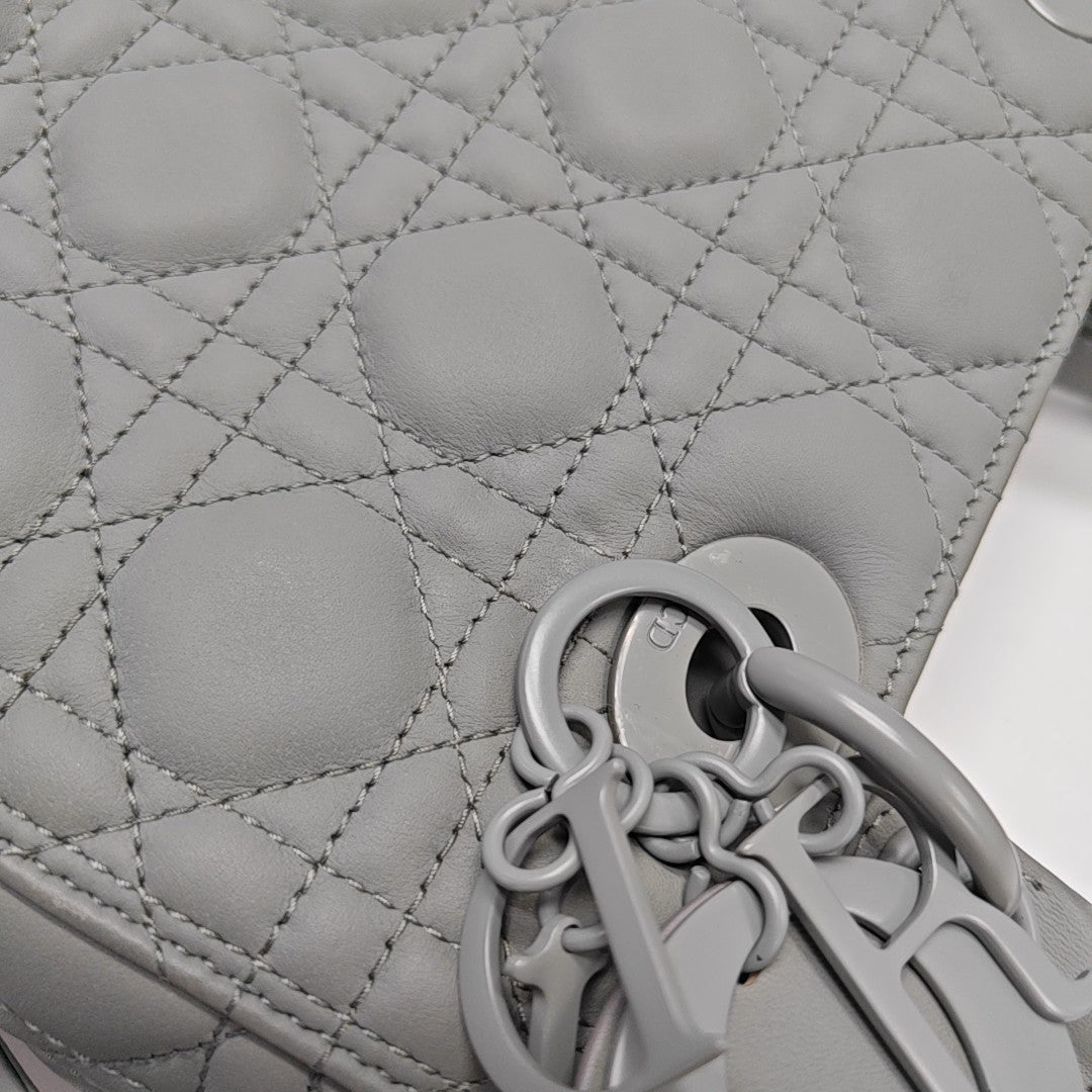 Lady Dior Medium Quilted Calfskin Gray