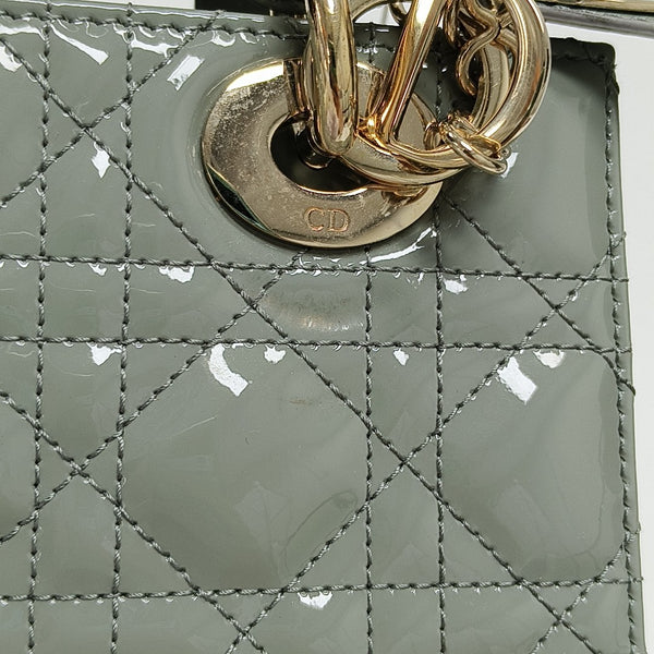 Lady Dior Small Cannage Patent Leather Green