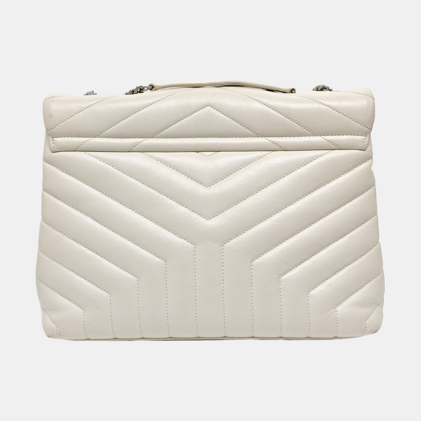 LOULOU Medium Chevron Calfskin White