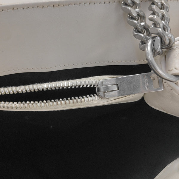 LOULOU Medium Chevron Calfskin White