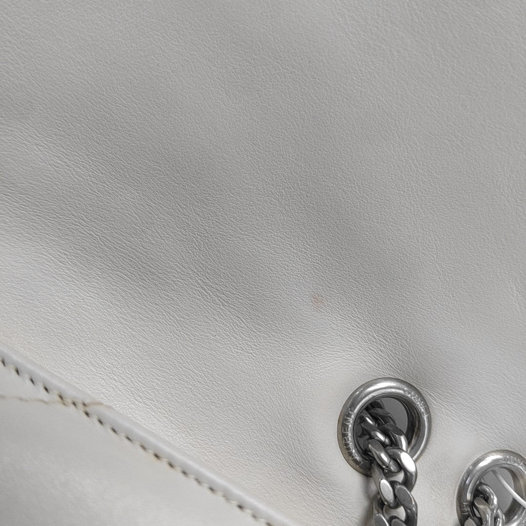 LOULOU Medium Chevron Calfskin White