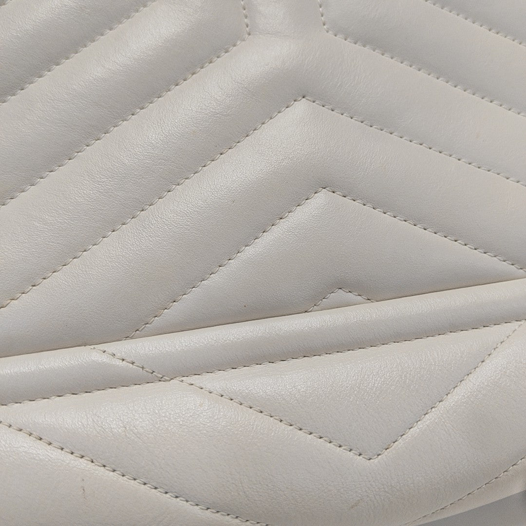 LOULOU Medium Chevron Calfskin White