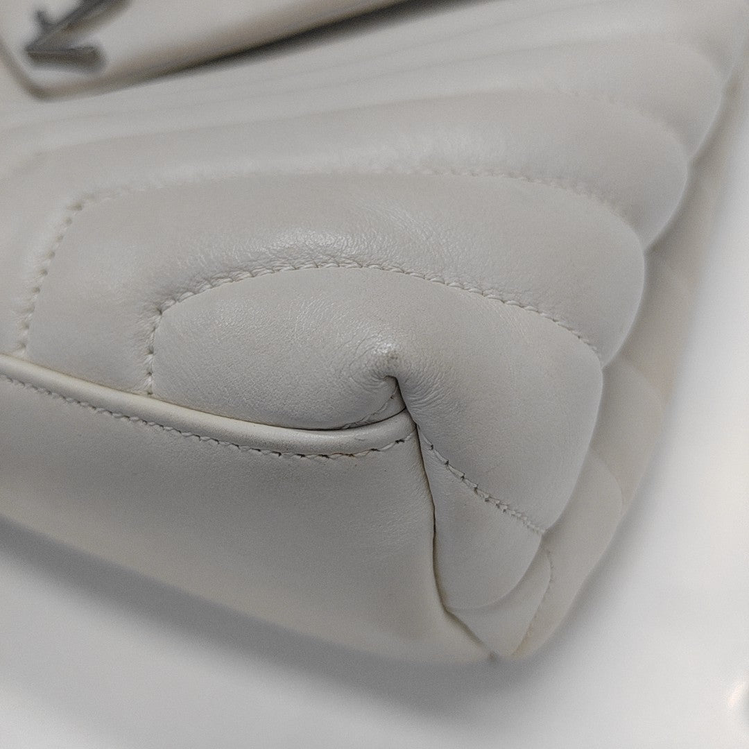 LOULOU Medium Chevron Calfskin White