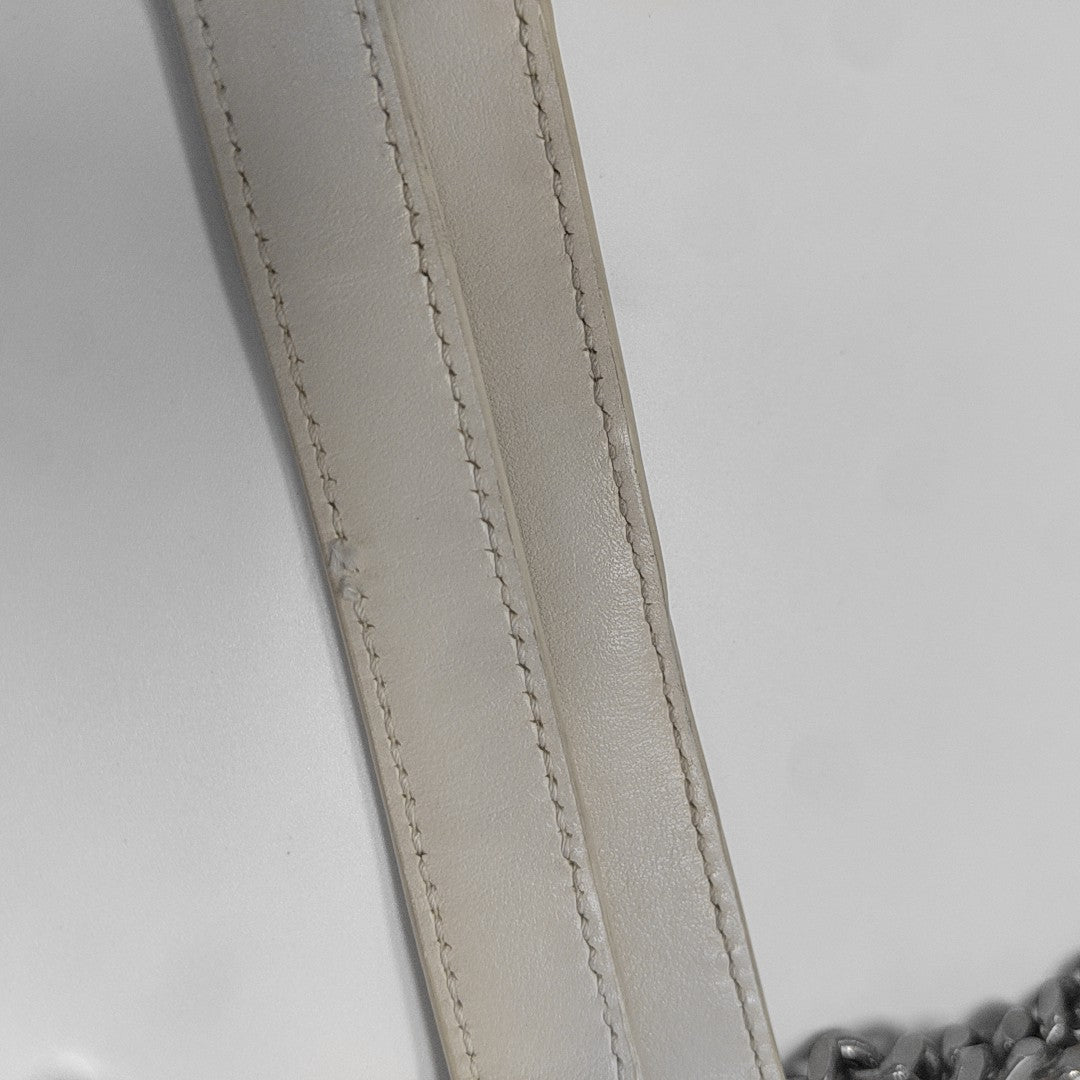 LOULOU Medium Chevron Calfskin White