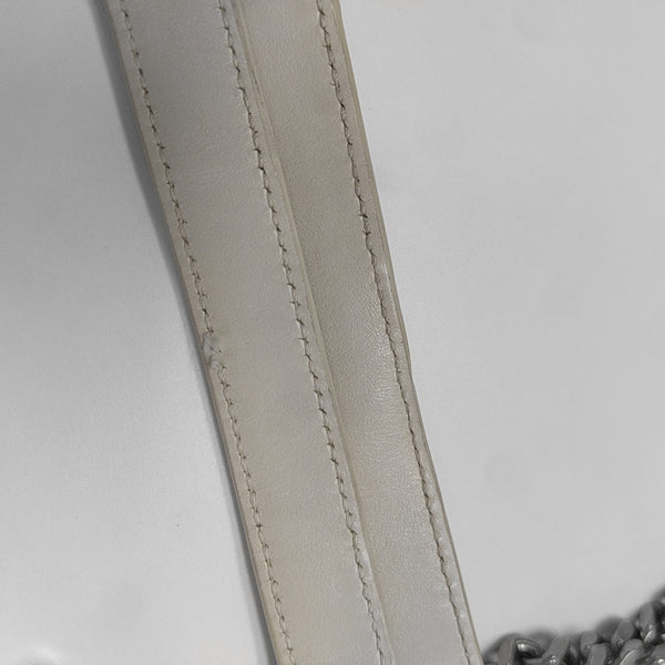 LOULOU Medium Chevron Calfskin White