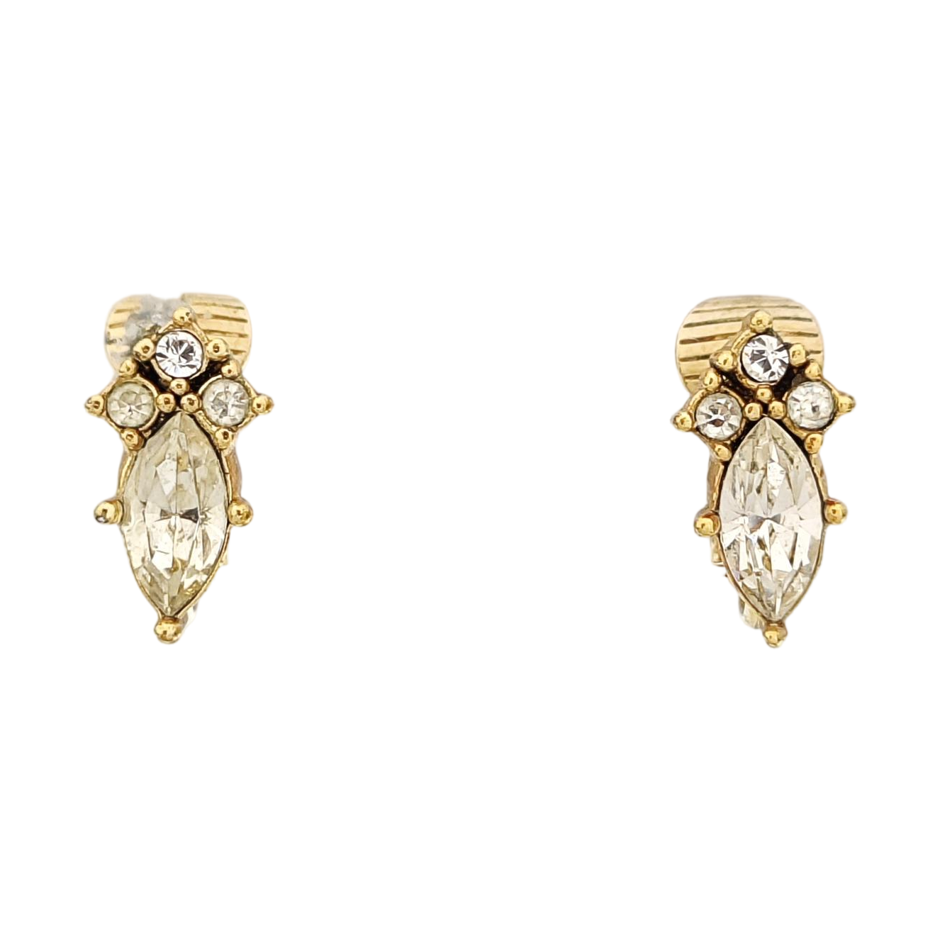 Authenticated pre-owned  Gold-tone Metal Synthetic Crystal Clip-On Earrings - Earrings at Looply