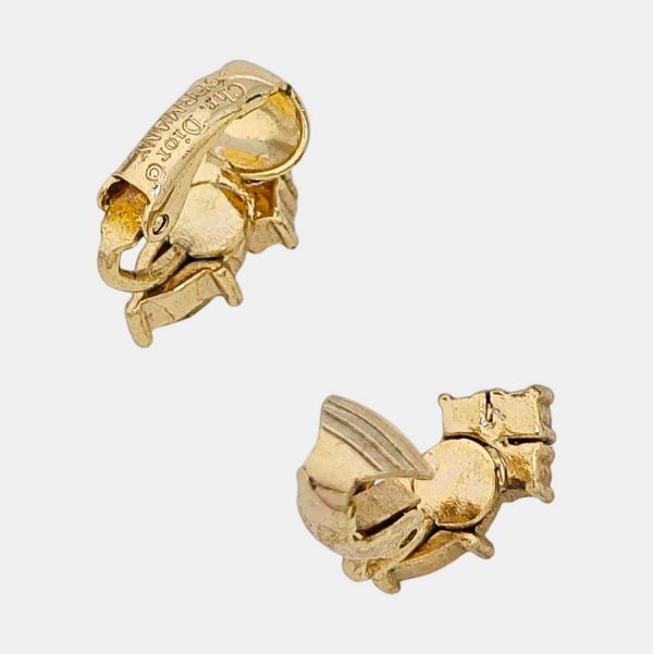 Authenticated pre-owned  Gold-tone Metal Synthetic Crystal Clip-On Earrings - Earrings at Looply