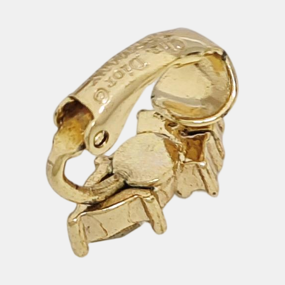 Authenticated pre-owned  Gold-tone Metal Synthetic Crystal Clip-On Earrings - Earrings at Looply