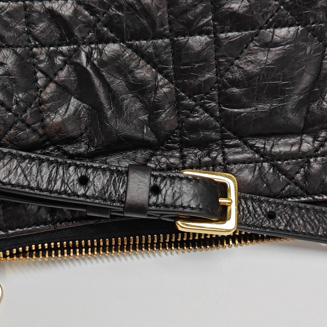 Diorstar Hobo Cannage Calfskin Black