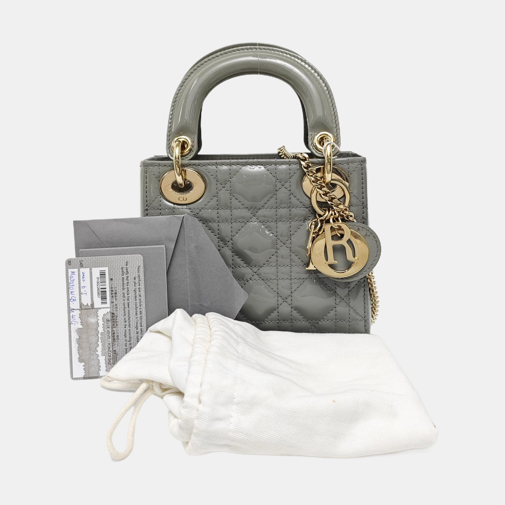 Lady Dior Mini Cannage Patent Leather Green