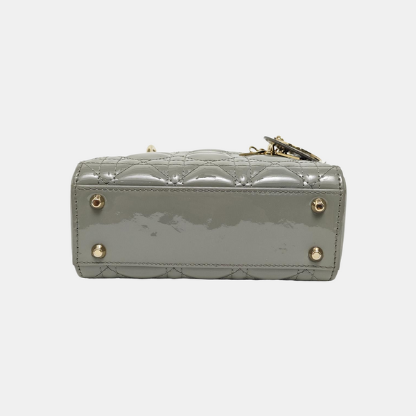 Lady Dior Mini Cannage Patent Leather Green