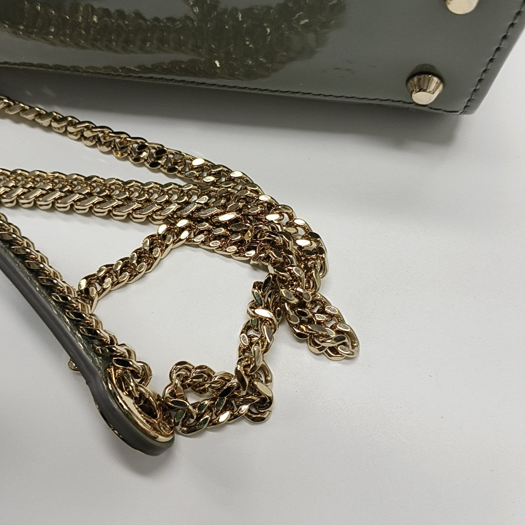Lady Dior Mini Cannage Patent Leather Green