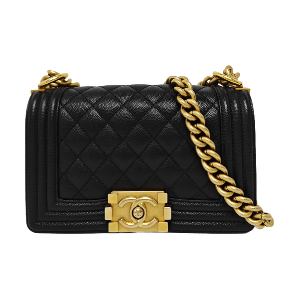 BOY CHANEL Small Quilted Grained Calfskin Black