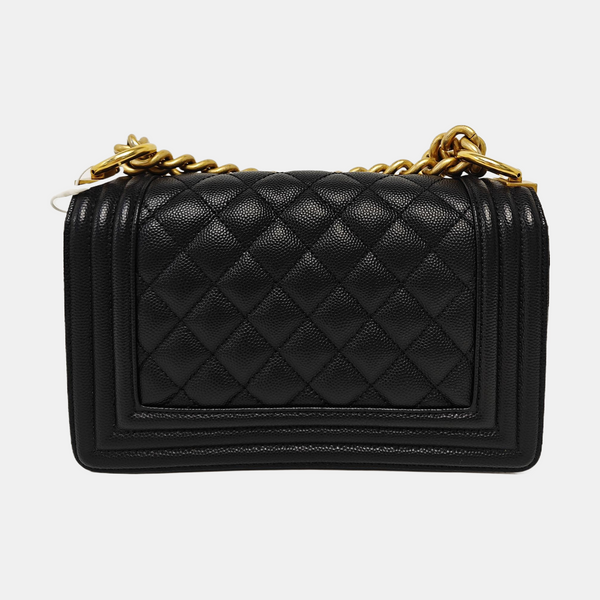 BOY CHANEL Small Quilted Grained Calfskin Black