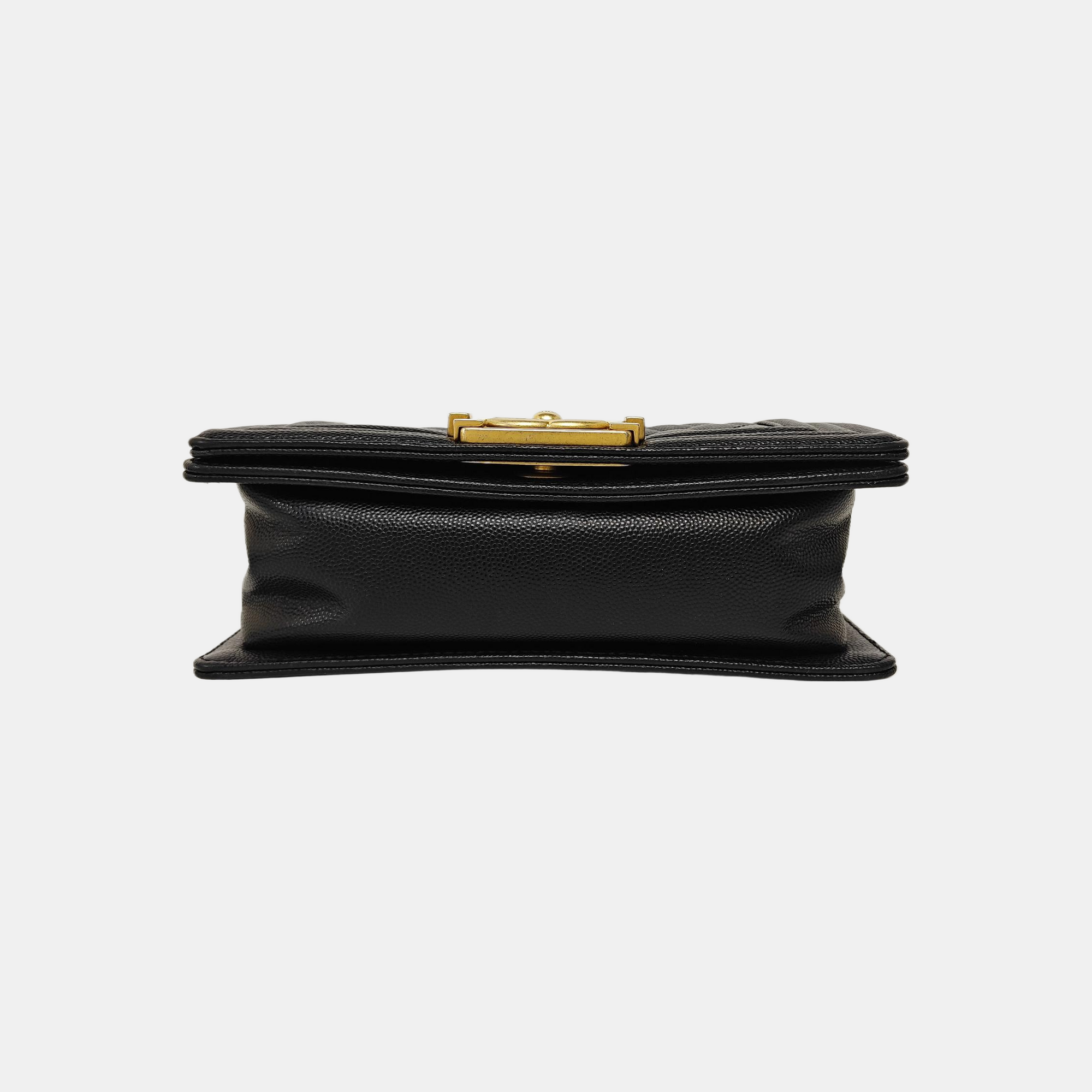 BOY CHANEL Small Quilted Grained Calfskin Black