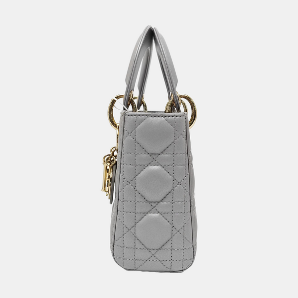 Lady Dior Mini Cannage Lambskin Gray