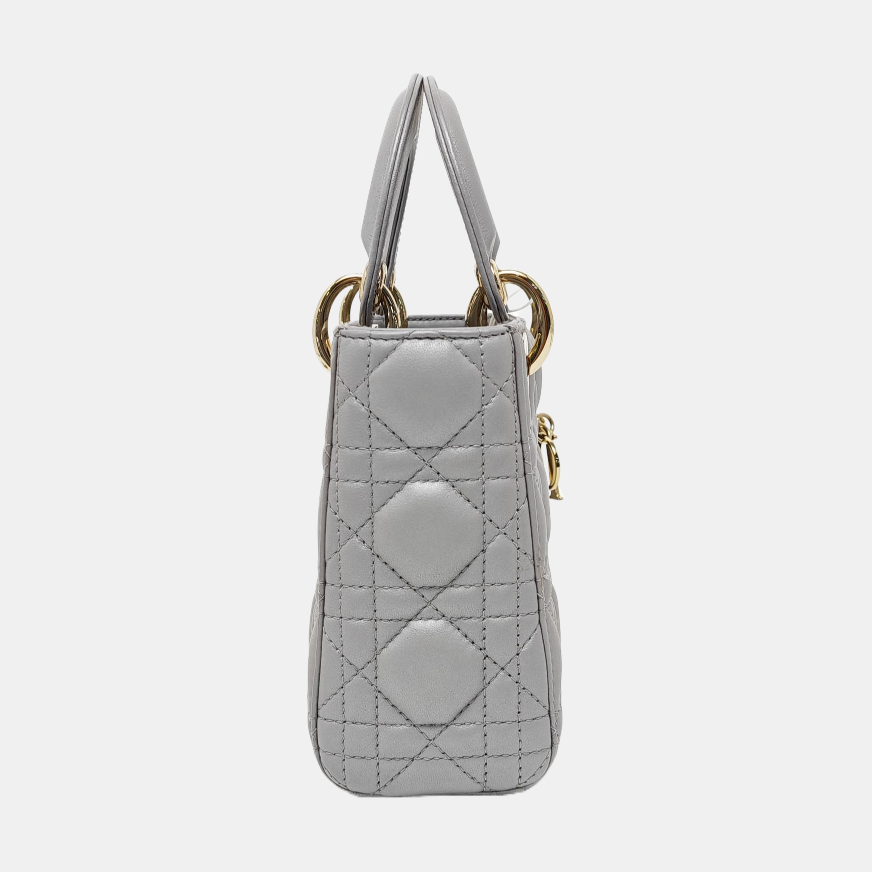 Lady Dior Mini Cannage Lambskin Gray