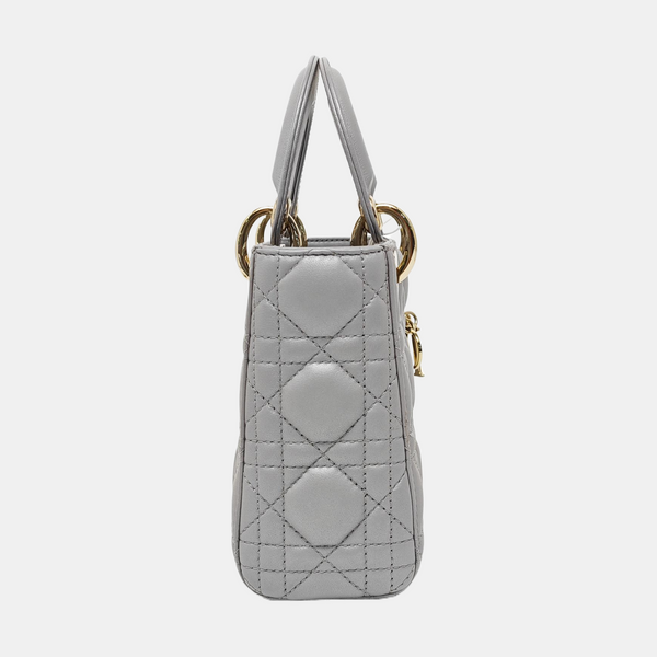 Lady Dior Mini Cannage Lambskin Gray