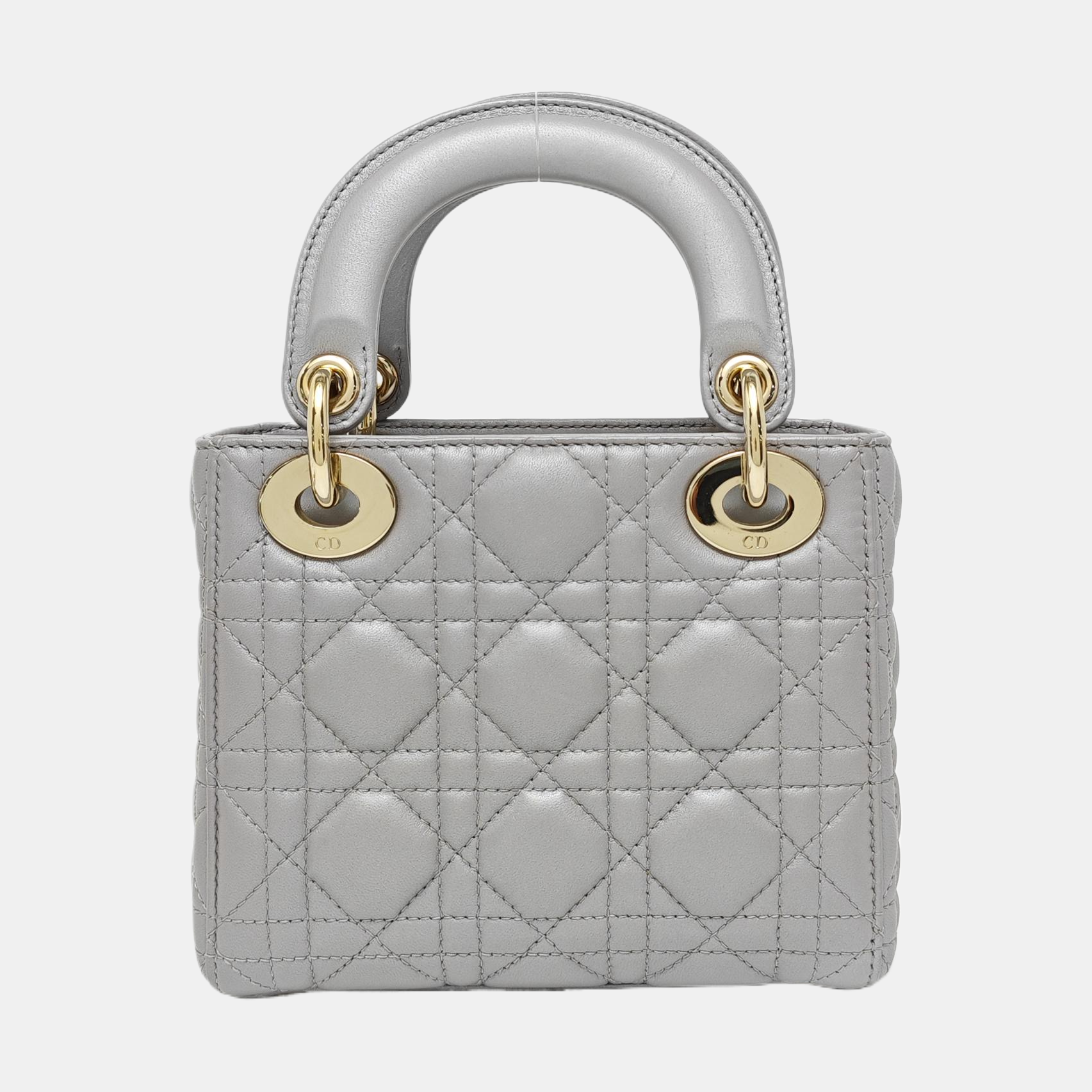 Lady Dior Mini Cannage Lambskin Gray