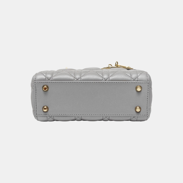 Lady Dior Mini Cannage Lambskin Gray