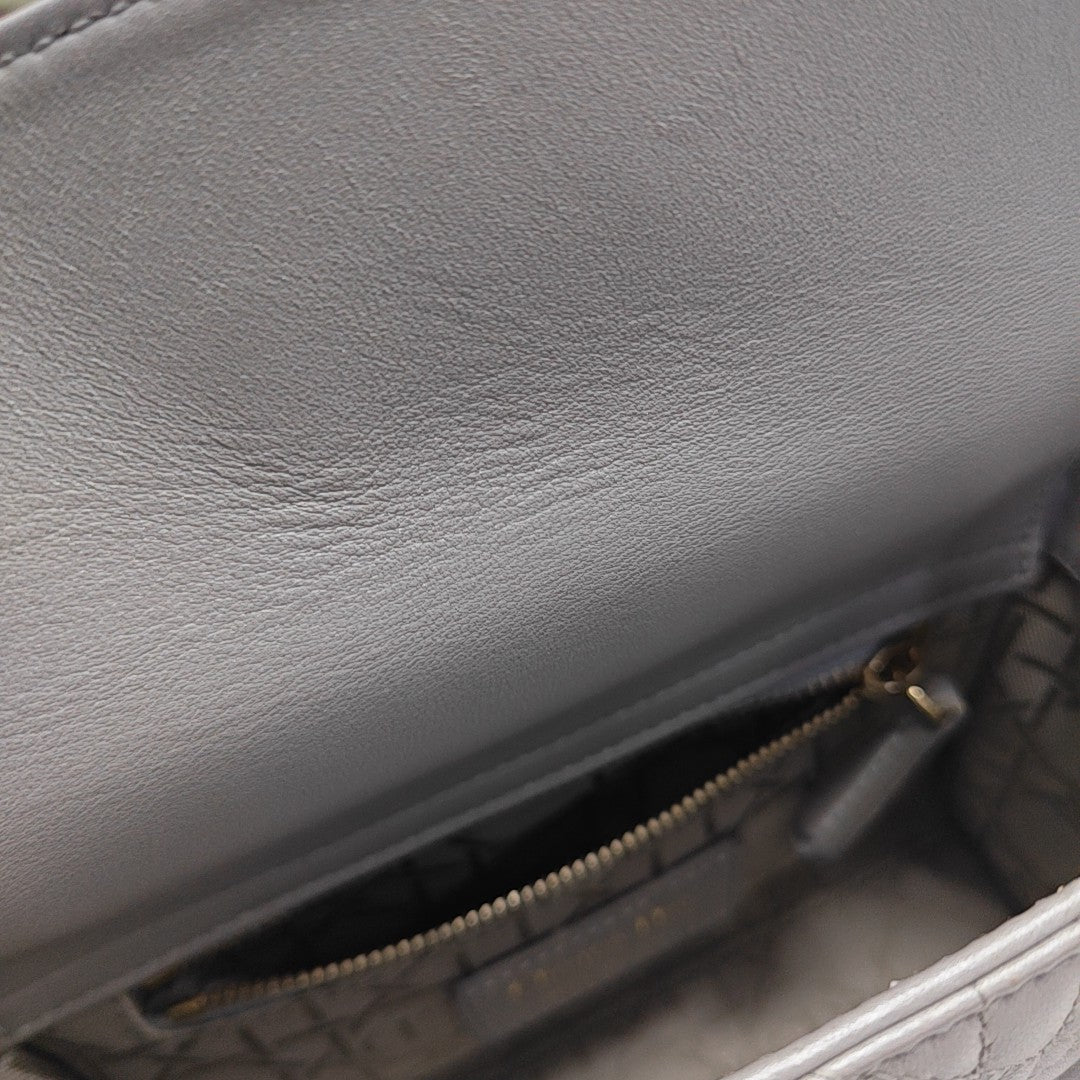 Lady Dior Mini Cannage Lambskin Gray