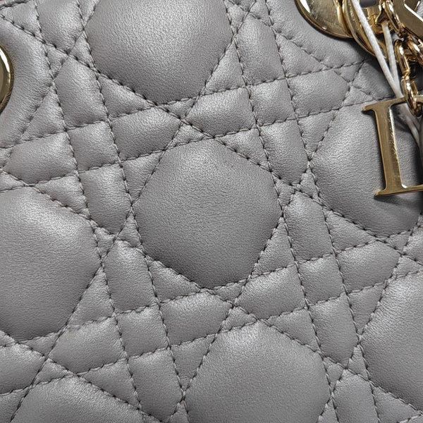 Lady Dior Mini Cannage Lambskin Gray