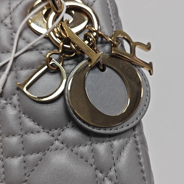 Lady Dior Mini Cannage Lambskin Gray