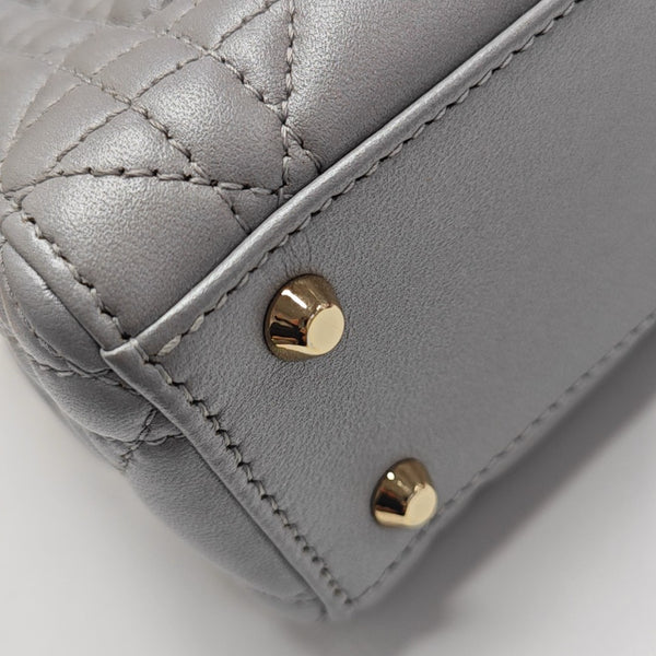 Lady Dior Mini Cannage Lambskin Gray