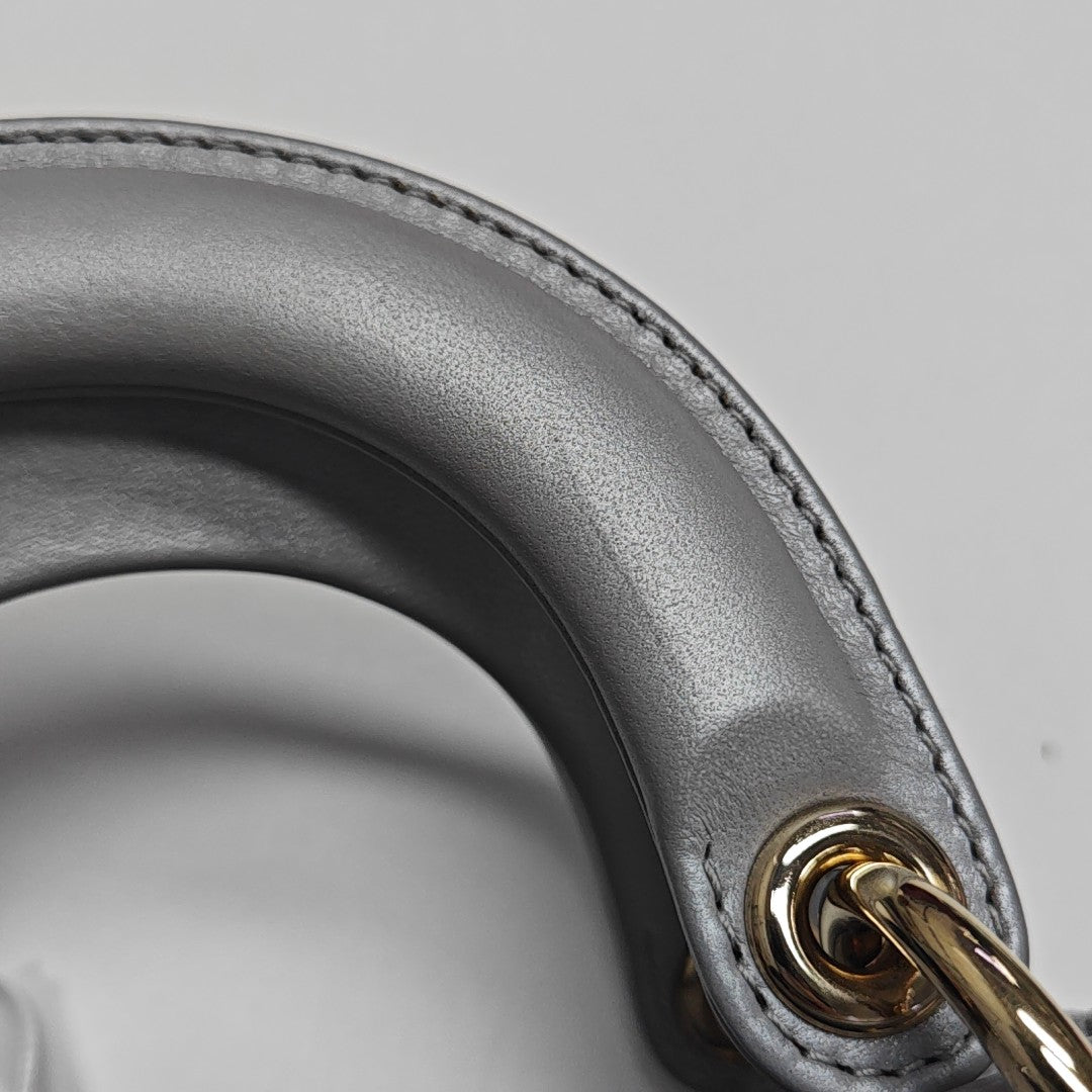 Lady Dior Mini Cannage Lambskin Gray