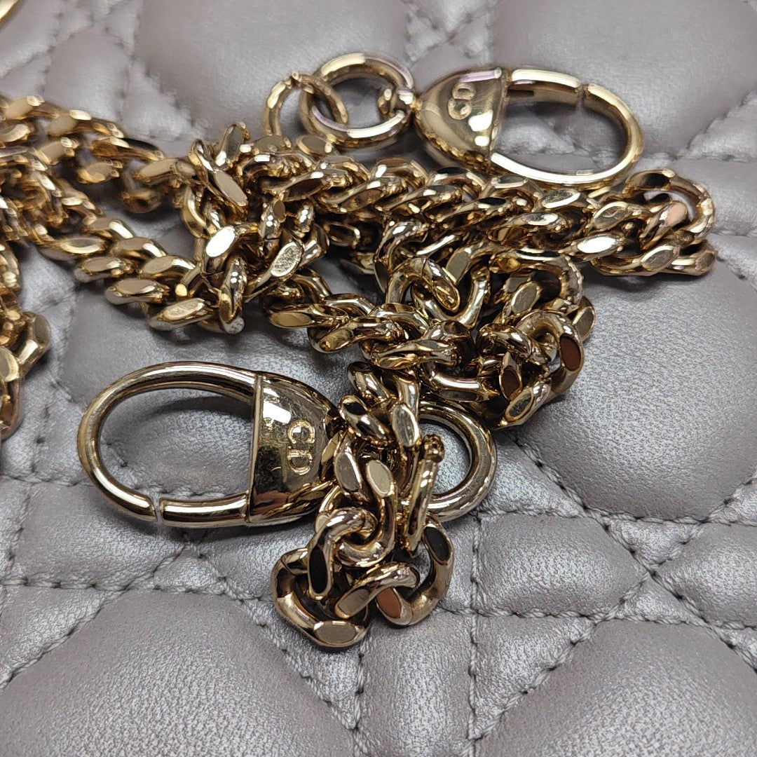 Lady Dior Mini Cannage Lambskin Gray