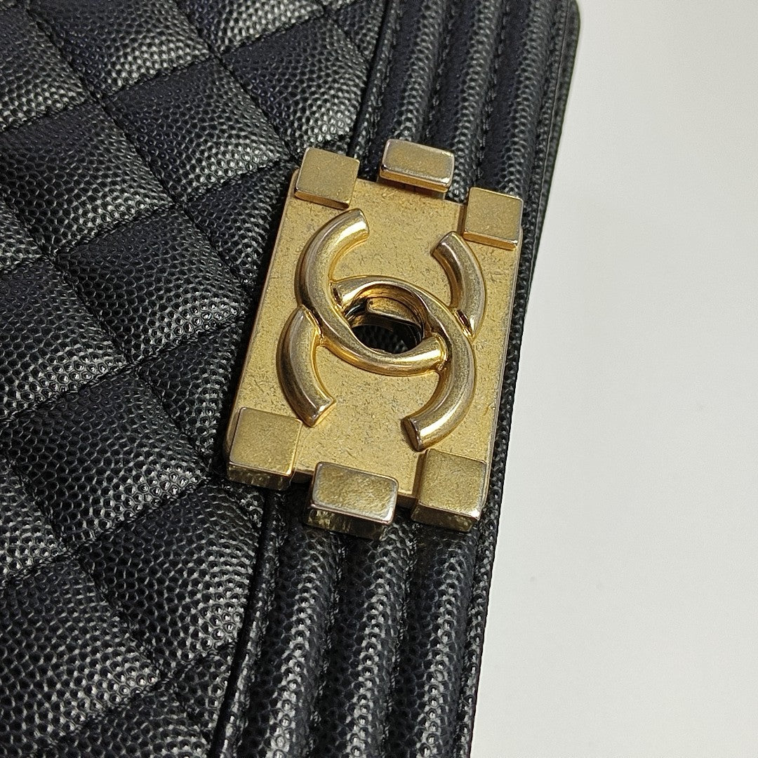 BOY CHANEL Small Quilted Grained Calfskin Black