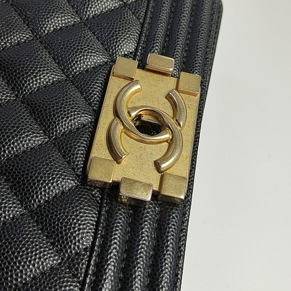 BOY CHANEL Small Quilted Grained Calfskin Black