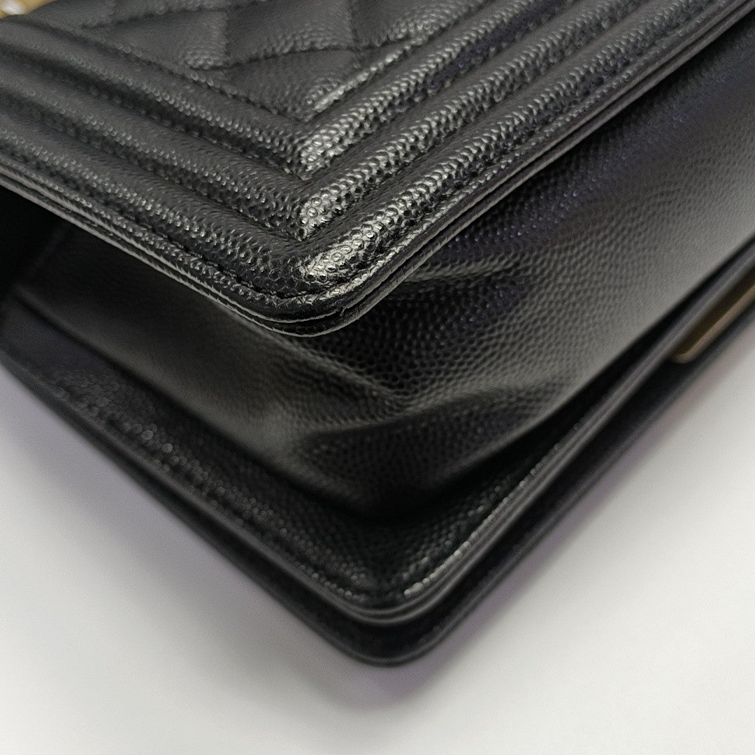 BOY CHANEL Small Quilted Grained Calfskin Black