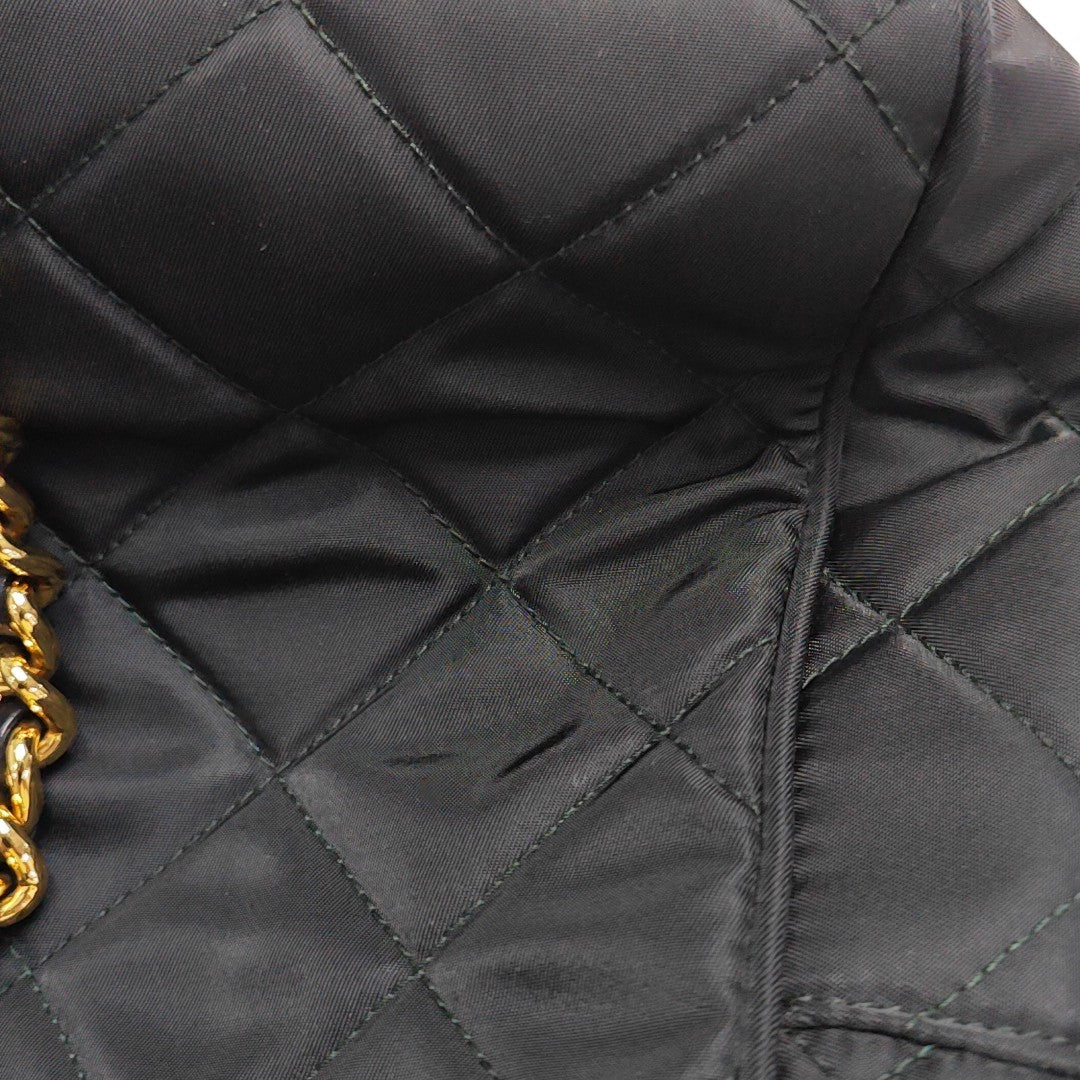 Quilted Nylon Top Handle Bag Black